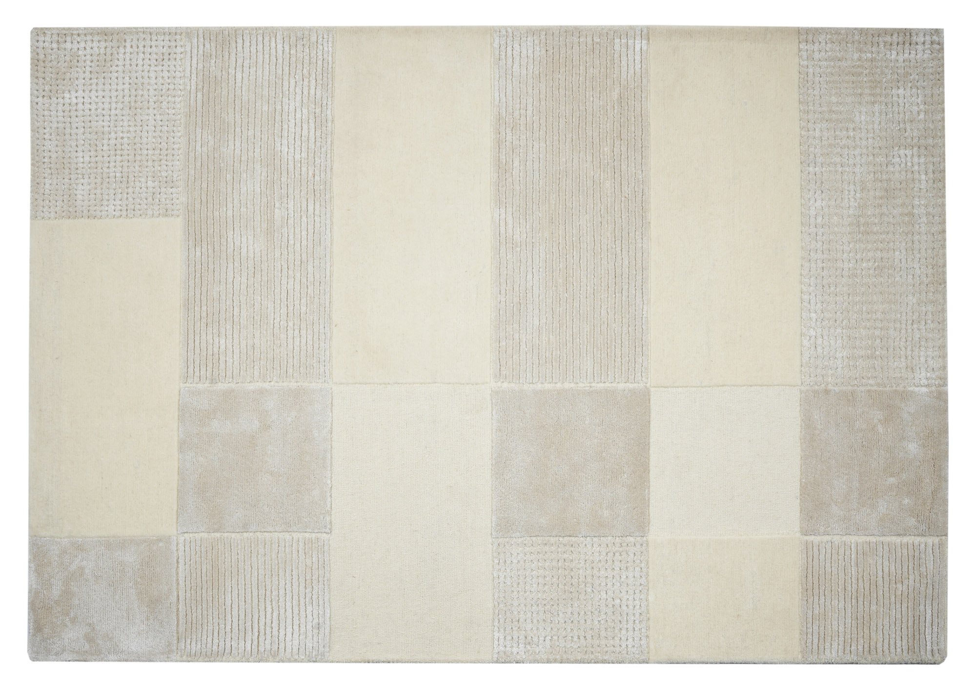 Vloerkleed Scandinavisch Atlas – Luxe Wol / Viscose - Effen Creme Tapijt