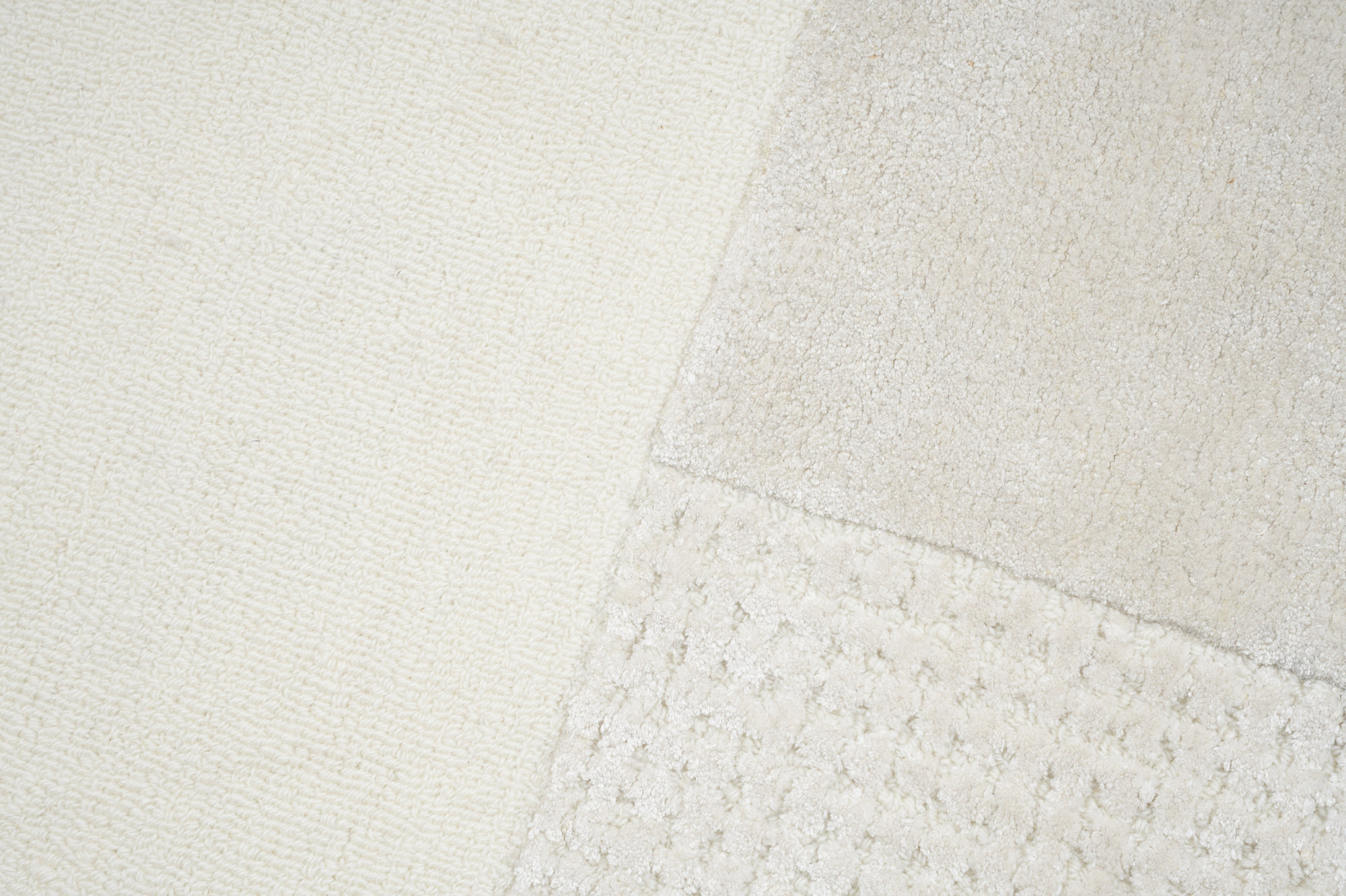 Vloerkleed Scandinavisch Atlas – Luxe Wol / Viscose - Effen Creme Tapijt