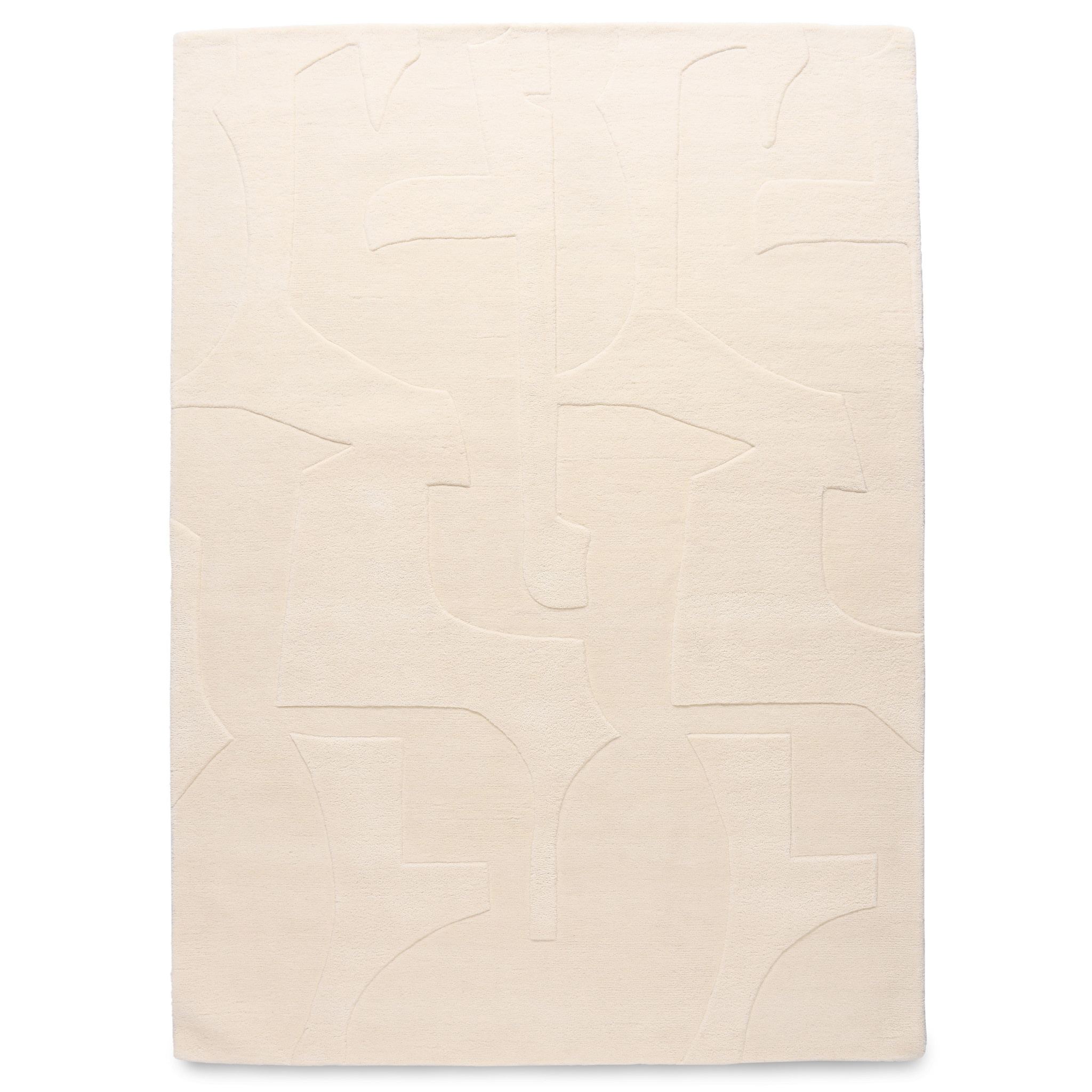 Outlet - 100% Wol Japandi Vloerkleed Bermuda - 100% Wol - Laagpolig Tapijt - Creme