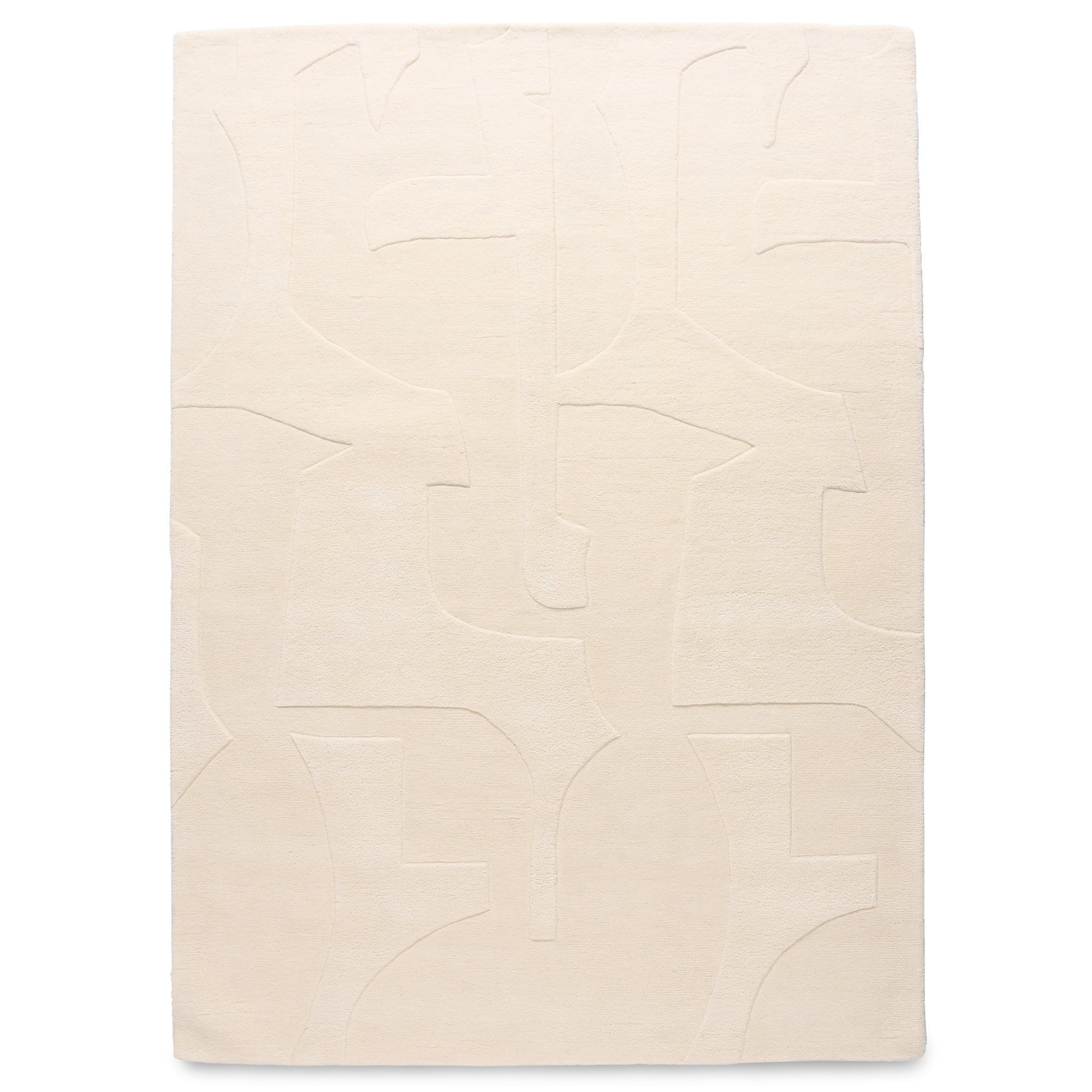 Outlet - 100% Wol Japandi Vloerkleed Bermuda - 100% Wol - Laagpolig Tapijt - Creme