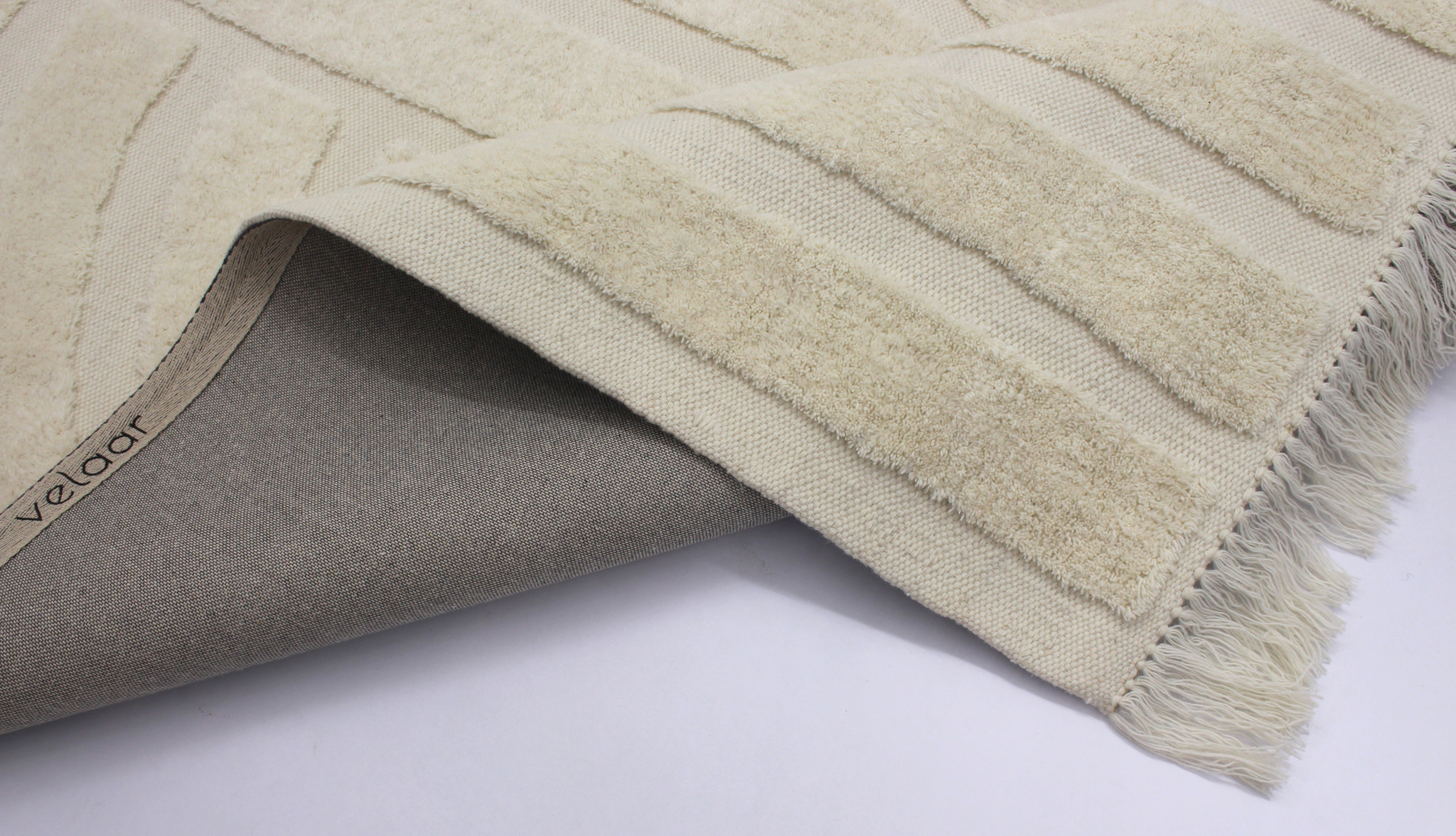 Outlet - Japandi Design - 100% Wol Vloerkleed - Effen Creme