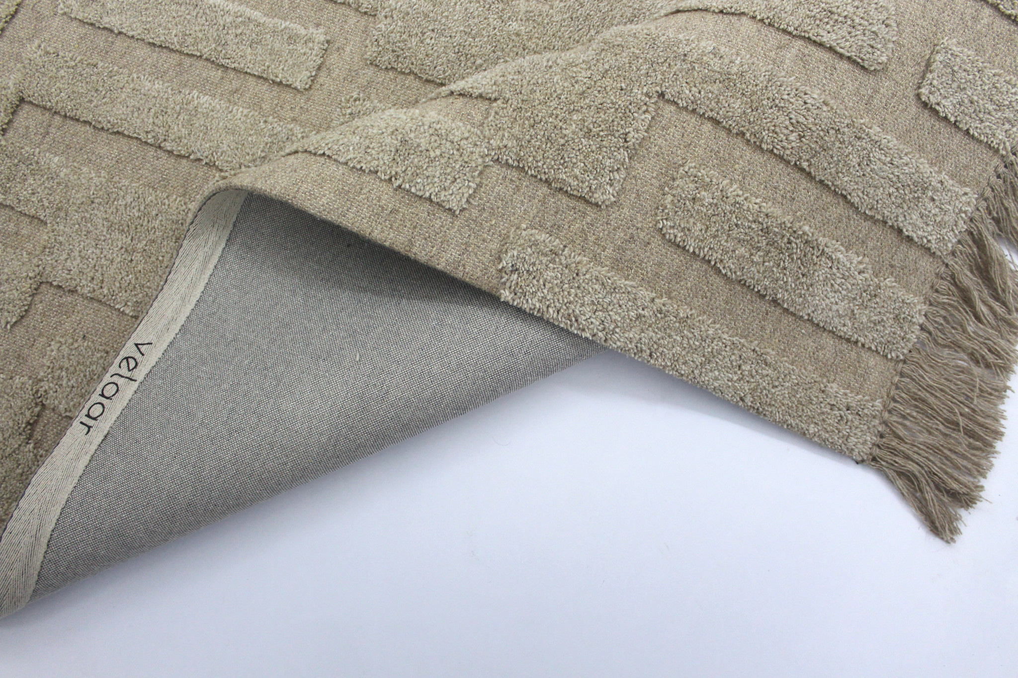 Outlet - Design Berber 100% Wol Vloerkleed - Effen Beige