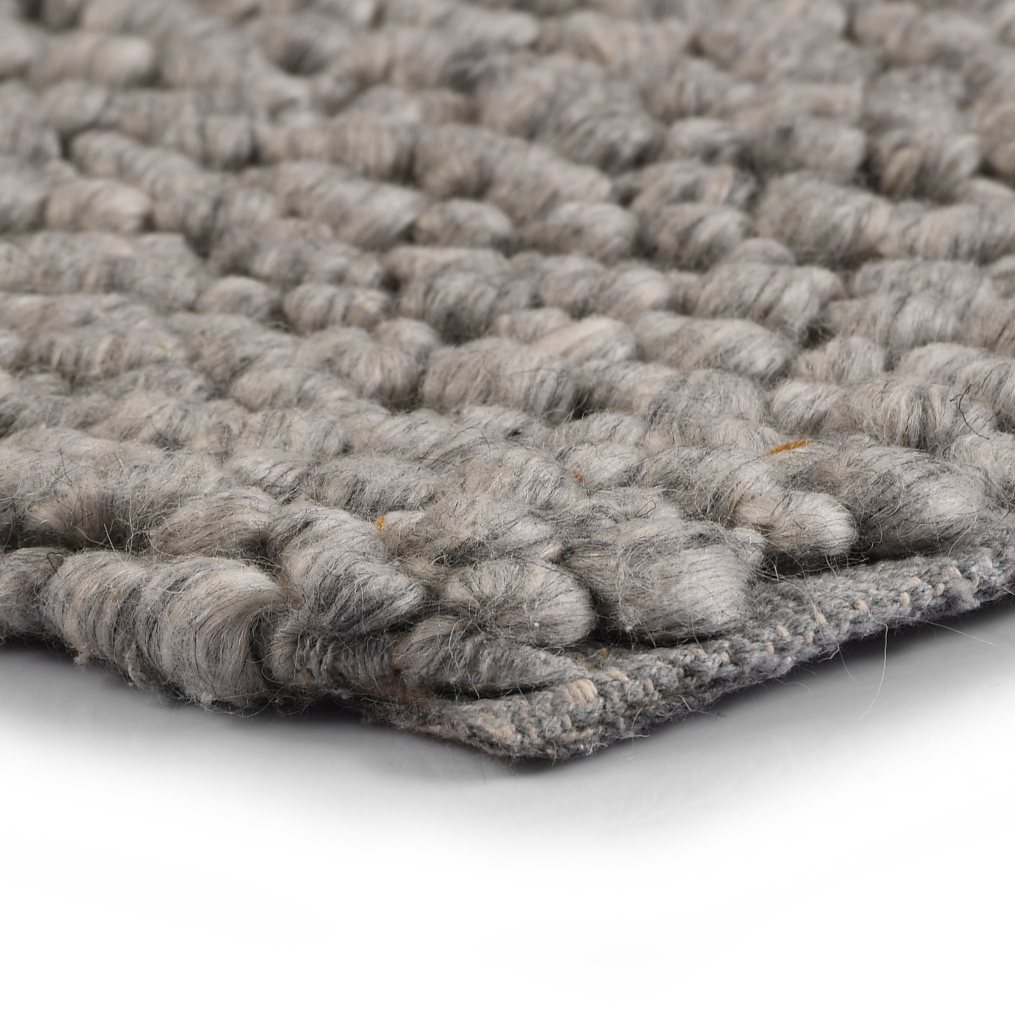 Outlet - Design Berber 100% Wol Vloerkleed - Effen Grijs
