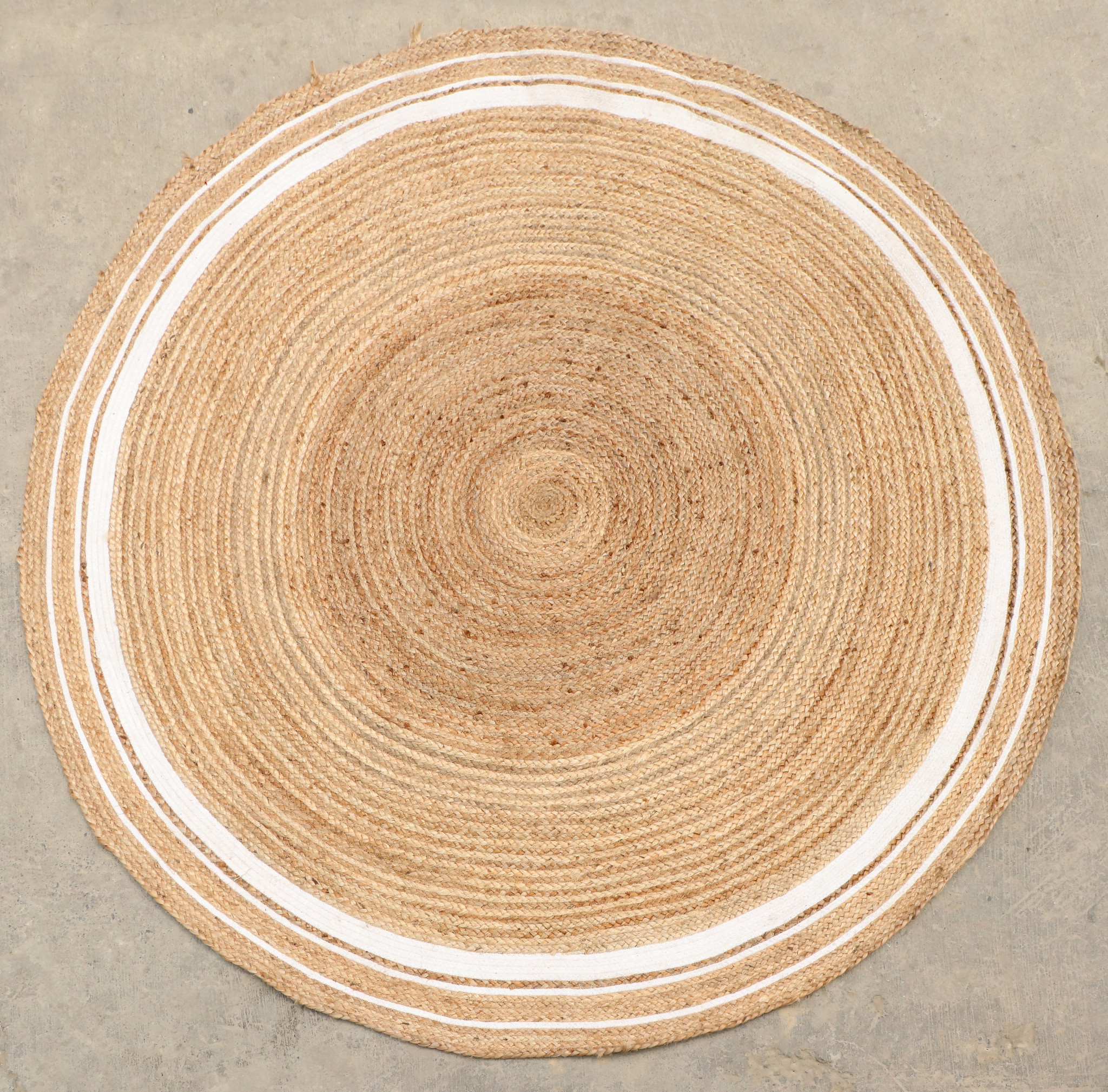 Vloerkleed Jaipur Jute - Rond Tapijt - 100% Jute - Natur Wit