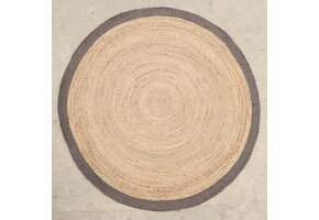 Vloerkleed Jaipur Jute - Rond Tapijt - 100% Jute - Beige Zwart