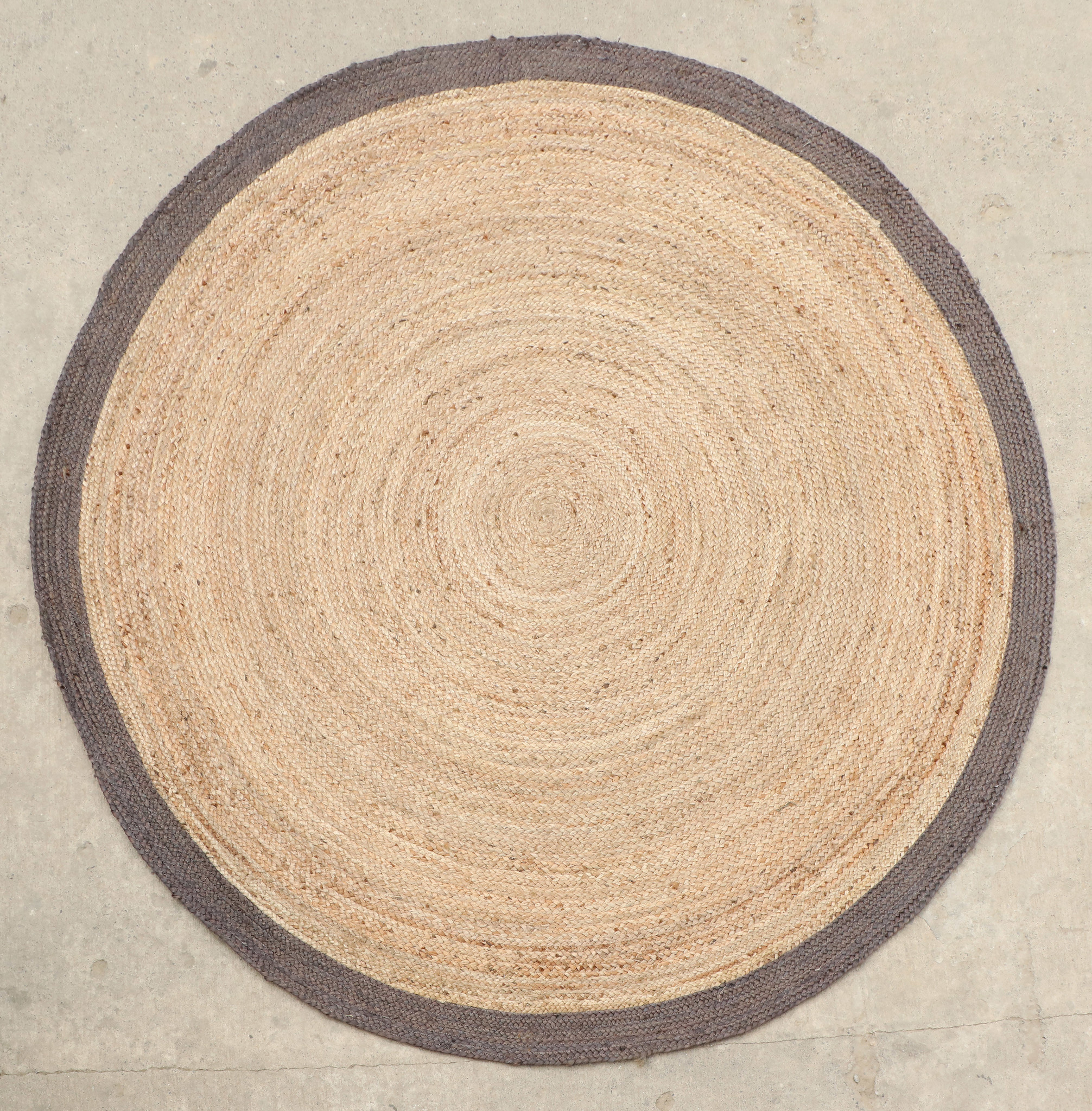 Vloerkleed Jaipur Jute - Rond Tapijt - 100% Jute - Beige Zwart