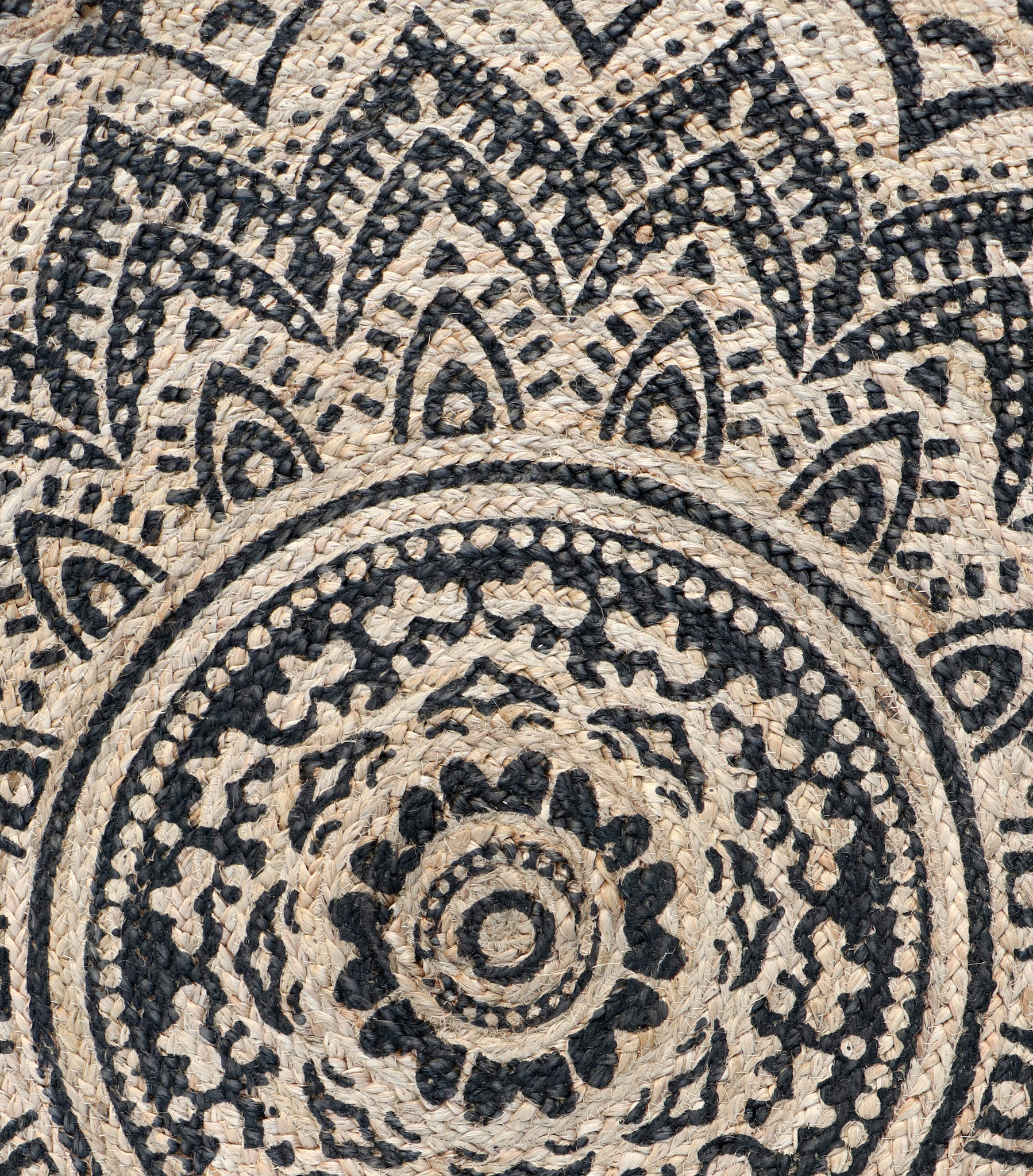 Vloerkleed Jaipur Jute Klasik - Rond Tapijt - 100% Jute - Beige Zwart