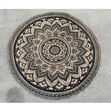 Vloerkleed Jaipur Jute Klasik - Rond Tapijt - 100% Jute - Beige Zwart