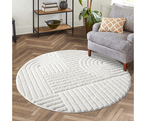 Paco Home Rond Vloerkleed Hoogpolig Tapijt Woonkamer Kinderkamer Fluffy Pluche Zacht Pluizig Modern Maat 100 Cm Rund Kleurcreme