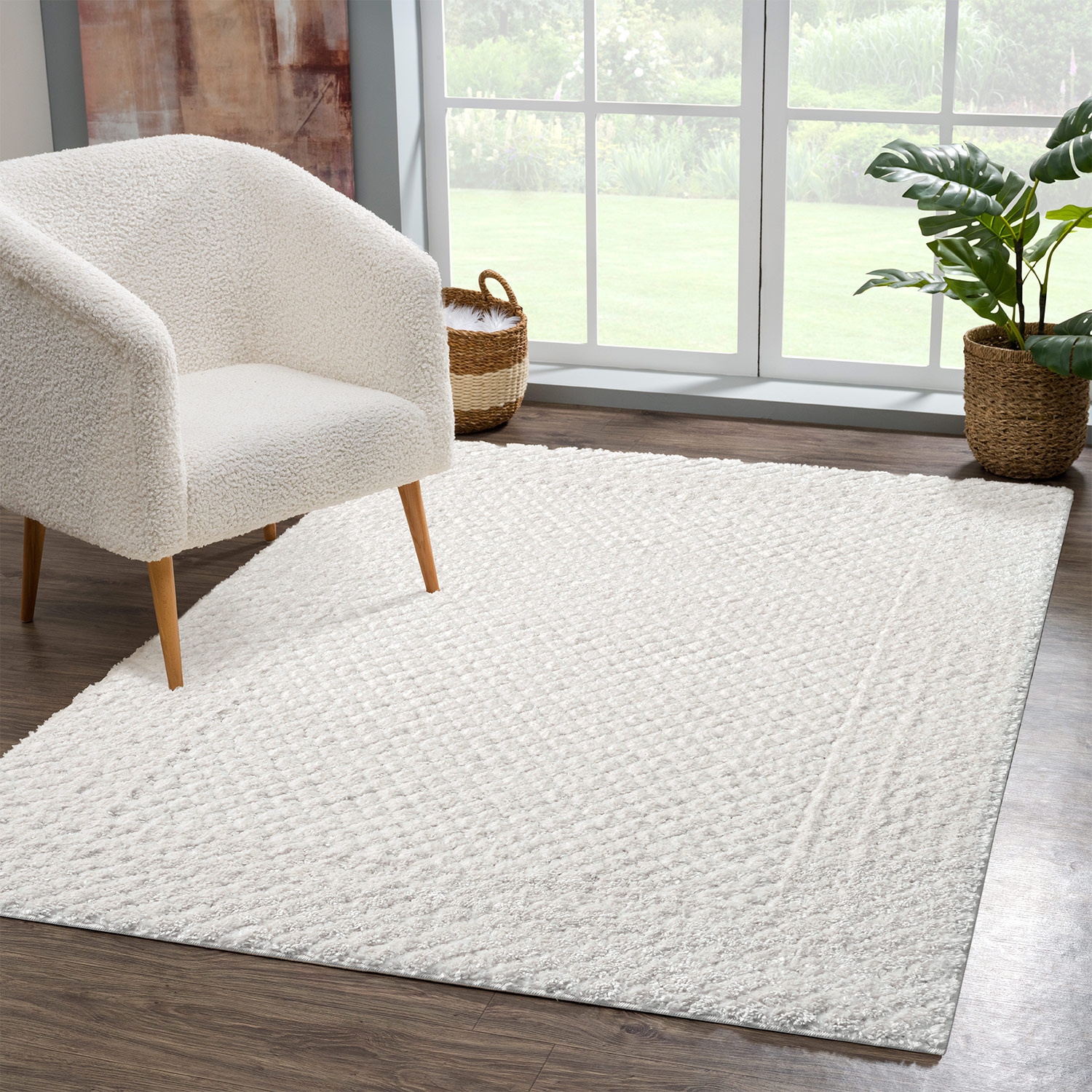 Vloerkleed Focus Uni - Hoogpolig - Fluffy  - Scandinavisch - Creme