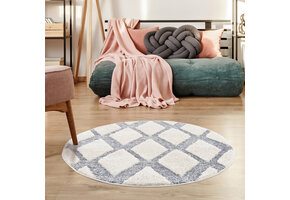Vloerkleed Focus Celta - Rond - Hoogpolig - Fluffy  - Scandinavisch - Grijs Creme