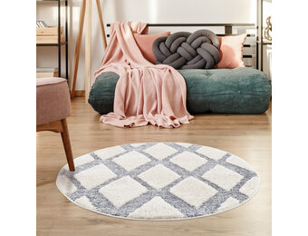 Vloerkleed Focus Celta - Rond - Hoogpolig - Fluffy  - Scandinavisch - Grijs Creme