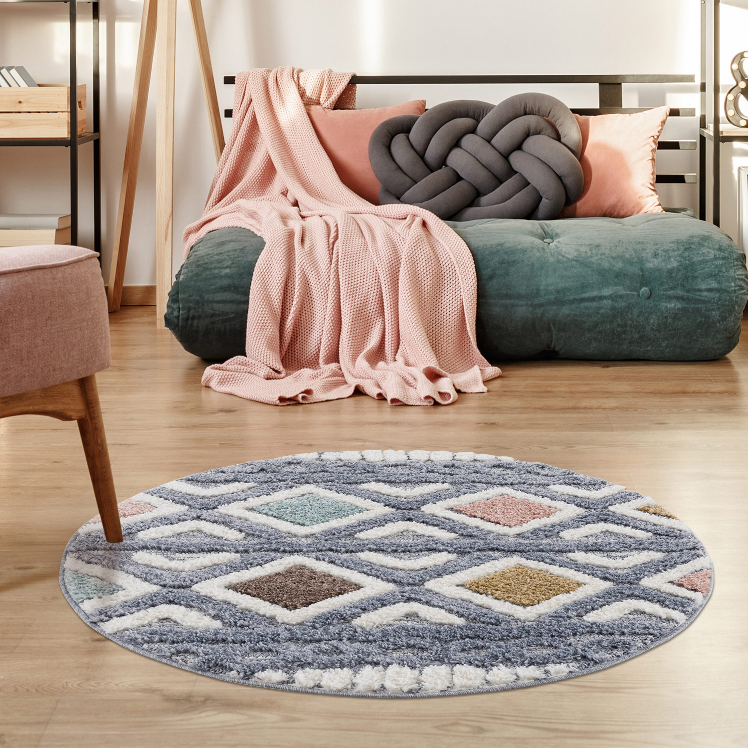 Vloerkleed Focus Celta - Rond - Hoogpolig - Fluffy  - Scandinavisch - Multikleur