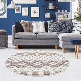 Vloerkleed Focus Basic - Rond - Hoogpolig - Fluffy - Scandinavisch - Grijs Creme