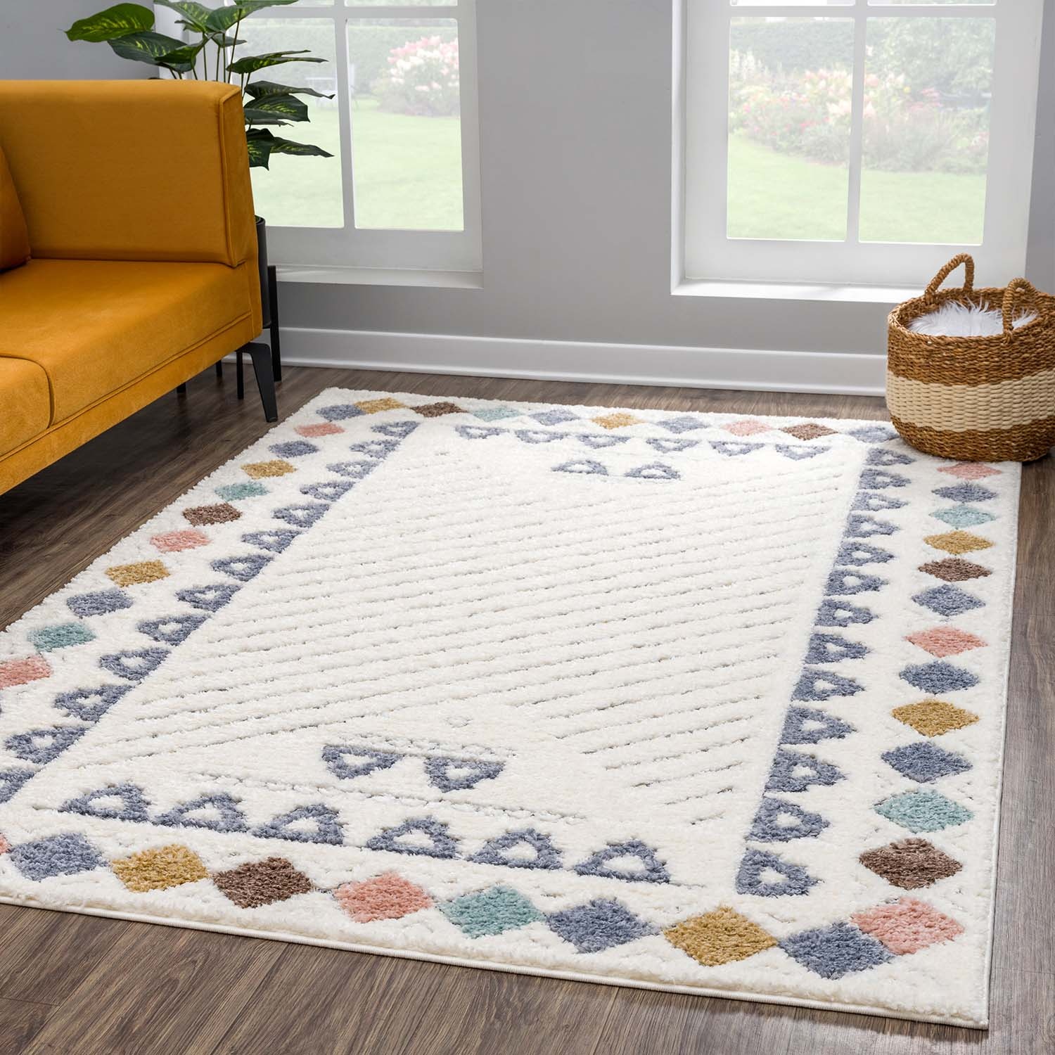 Vloerkleed Focus Anime - Hoogpolig - Fluffy - Scandinavisch - Multikleur Creme