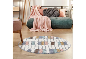 Vloerkleed Focus Patty - Rond - Hoogpolig - Fluffy  - Scandinavisch - Multikleur Creme