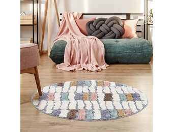 Vloerkleed Focus Patty - Rond - Hoogpolig - Fluffy  - Scandinavisch - Multikleur Creme