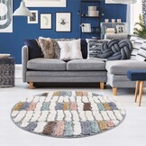 Vloerkleed Focus Patty - Rond - Hoogpolig - Fluffy  - Scandinavisch - Multikleur Creme