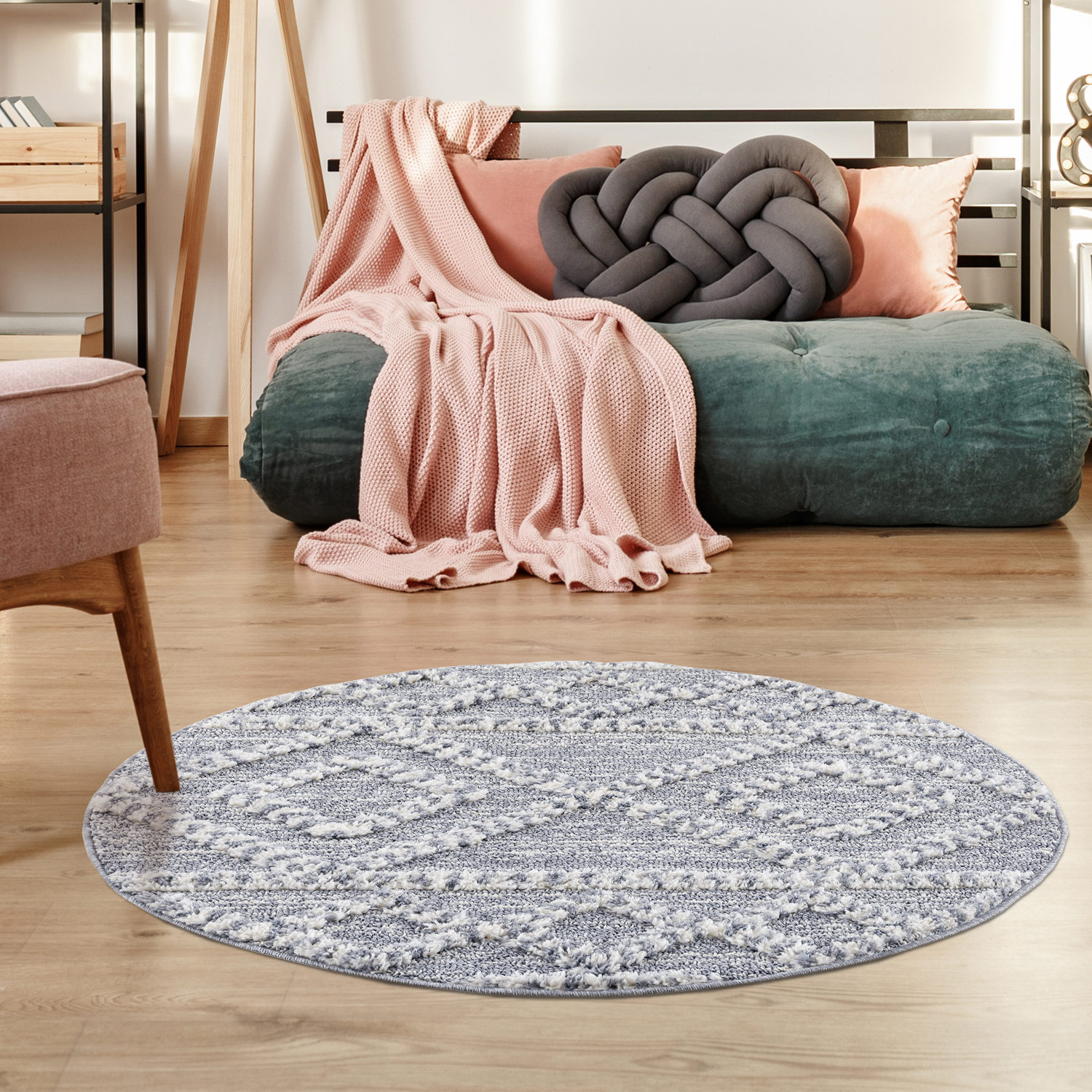 Vloerkleed Focus - Rond - Hoogpolig - Fluffy - Scandinavisch - Grijs