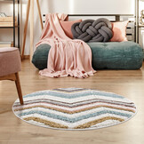 Vloerkleed Focus Molly - Rond - Hoogpolig - Fluffy - Scandinavisch - Multi