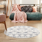 Vloerkleed Focus Style - Rond - Hoogpolig - Fluffy  - Scandinavisch - Grijs Creme