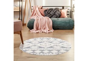 Vloerkleed Focus Style - Rond - Hoogpolig - Fluffy  - Scandinavisch - Grijs Creme