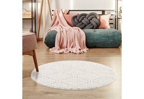 Vloerkleed Focus Style - Rond - Hoogpolig - Fluffy  - Scandinavisch - Creme