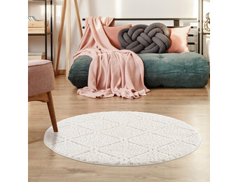 Vloerkleed Focus Style - Rond - Hoogpolig - Fluffy - Scandinavisch - Creme