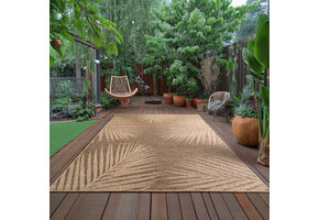 Timber Buitenkleed – Indoor & Outdoor, Jute-Look Vloerkleed, Weerbestendig, Tuin, Balkonkleed - Bruin