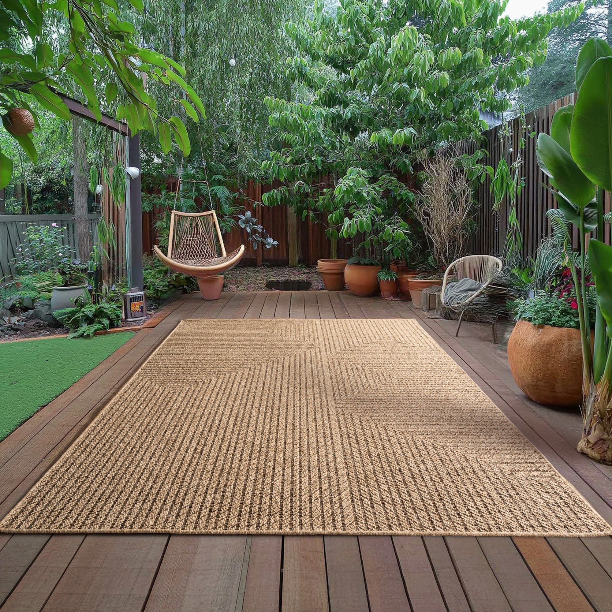 Timber Style Buitenkleed – Indoor & Outdoor, Jute-Look Vloerkleed ...