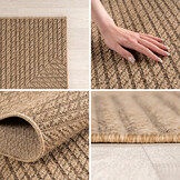Timber Style Buitenkleed – Indoor & Outdoor, Jute-Look Vloerkleed, Weerbestendig, Tuin, Balkonkleed - Beige