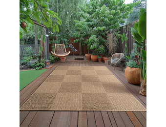 Timber Lorium Buitenkleed – Indoor & Outdoor, Jute-Look Vloerkleed, Weerbestendig, Tuin, Balkonkleed - Beige