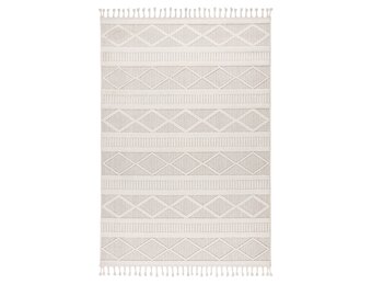 Tunis Soft - Berberlook Vloerkleed - Laagpolig, Uni Effen, 100% Polyester, Soft Touch, Handgeknoopte Franjes - Creme