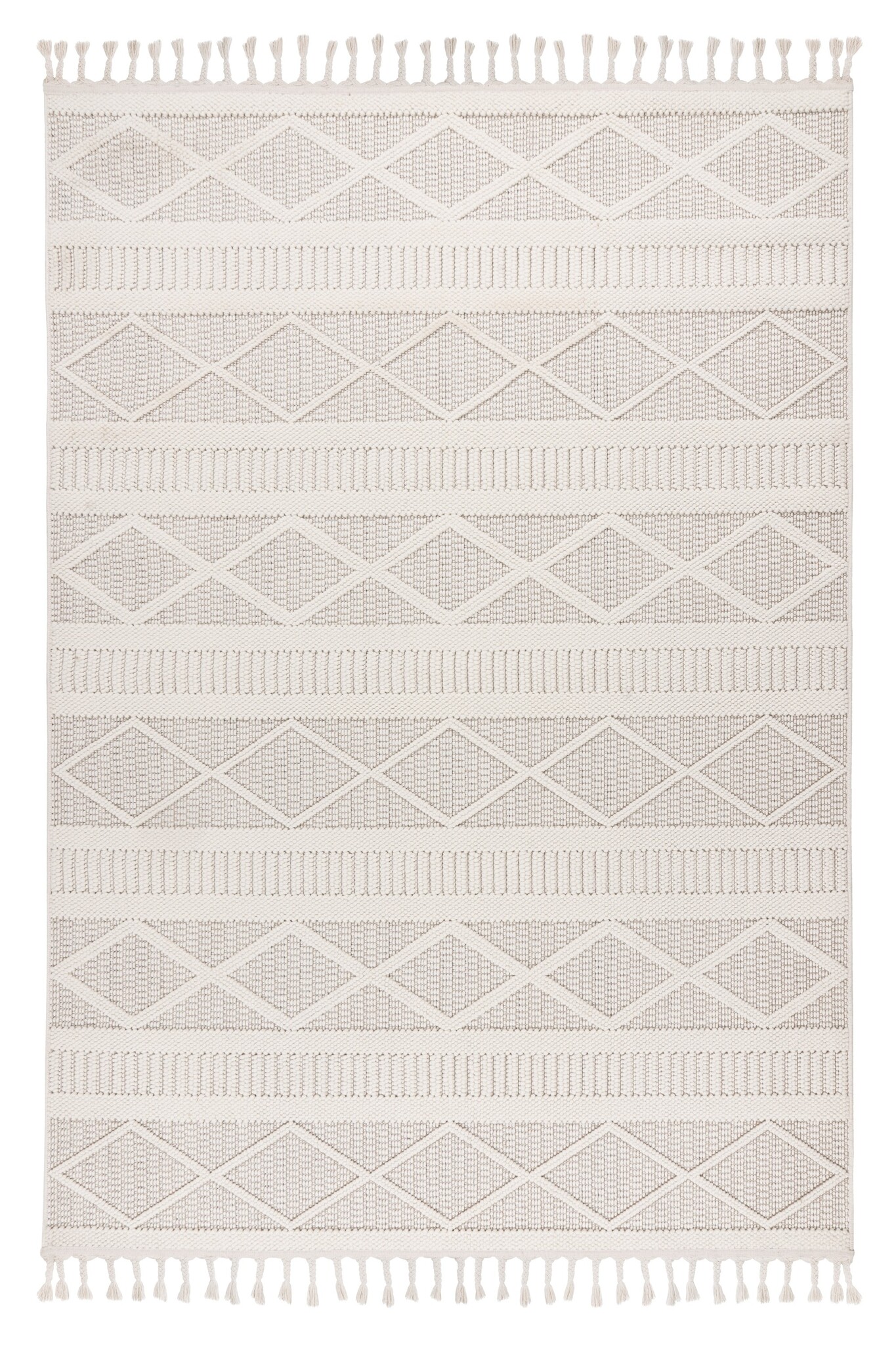 Tunis Soft - Berberlook Vloerkleed - Laagpolig, Uni Effen, 100% Polyester, Soft Touch, Handgeknoopte Franjes - Creme