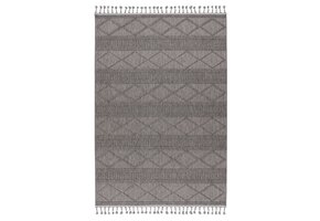 Tunis Soft - Berberlook Vloerkleed - Laagpolig, Uni Effen, 100% Polyester, Soft Touch, Handgeknoopte Franjes - Grijs