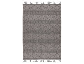 Tunis Soft - Berberlook Vloerkleed - Laagpolig, Uni Effen, 100% Polyester, Soft Touch, Handgeknoopte Franjes - Grijs