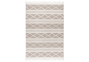Tunis Soft - Berberlook Vloerkleed - Laagpolig, Uni Effen, 100% Polyester, Soft Touch, Handgeknoopte Franjes - Beige