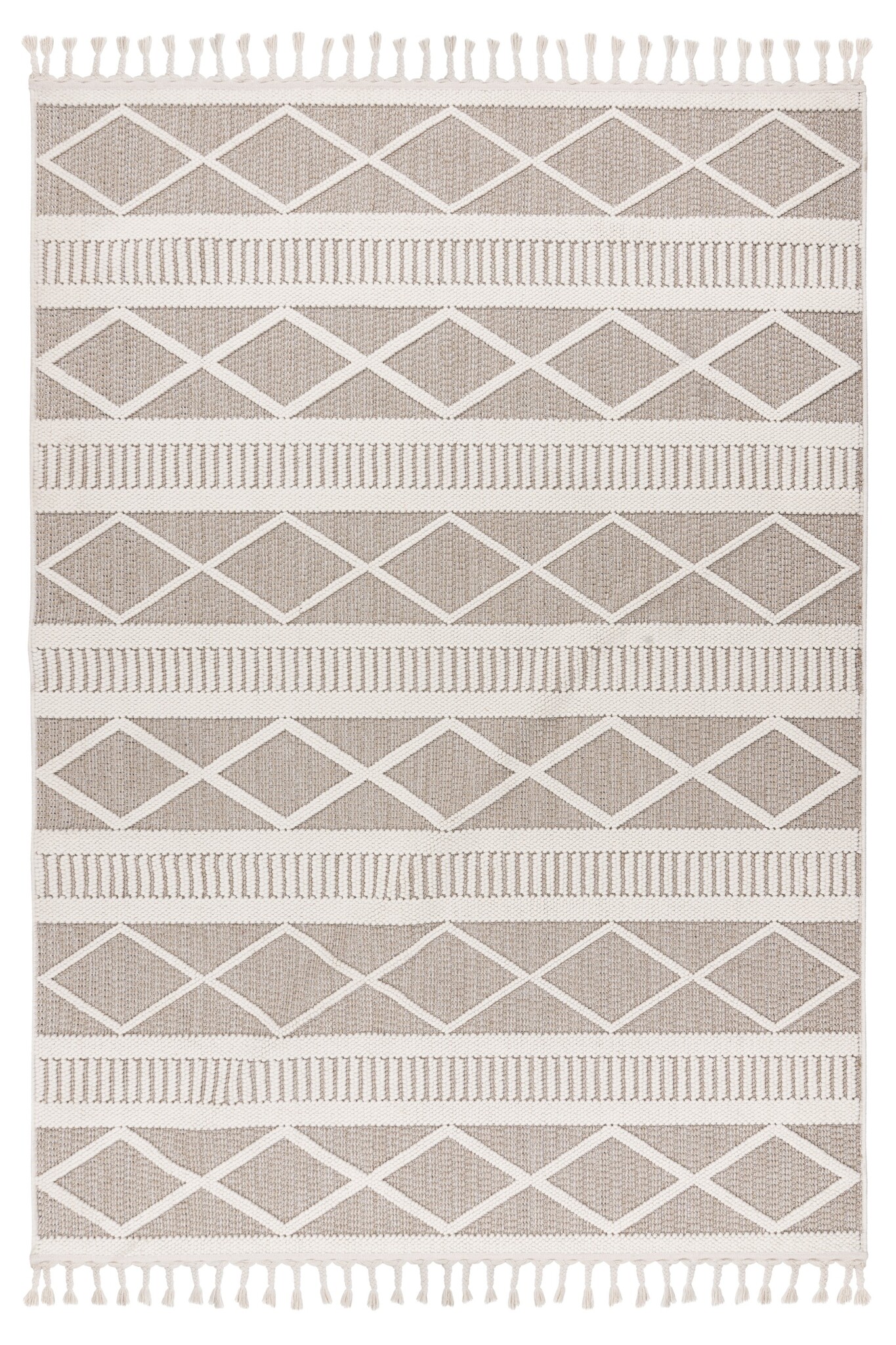 Tunis Soft - Berberlook Vloerkleed - Laagpolig, Uni Effen, 100% Polyester, Soft Touch, Handgeknoopte Franjes - Beige