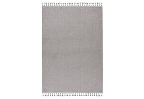 Tunis Soft - Berberlook Vloerkleed - Laagpolig, Uni Effen, 100% Polyester, Soft Touch, Handgeknoopte Franjes - Zilver