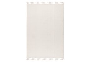 Tunis Soft - Berberlook Vloerkleed - Laagpolig, Uni Effen, 100% Polyester, Soft Touch, Handgeknoopte Franjes - Creme