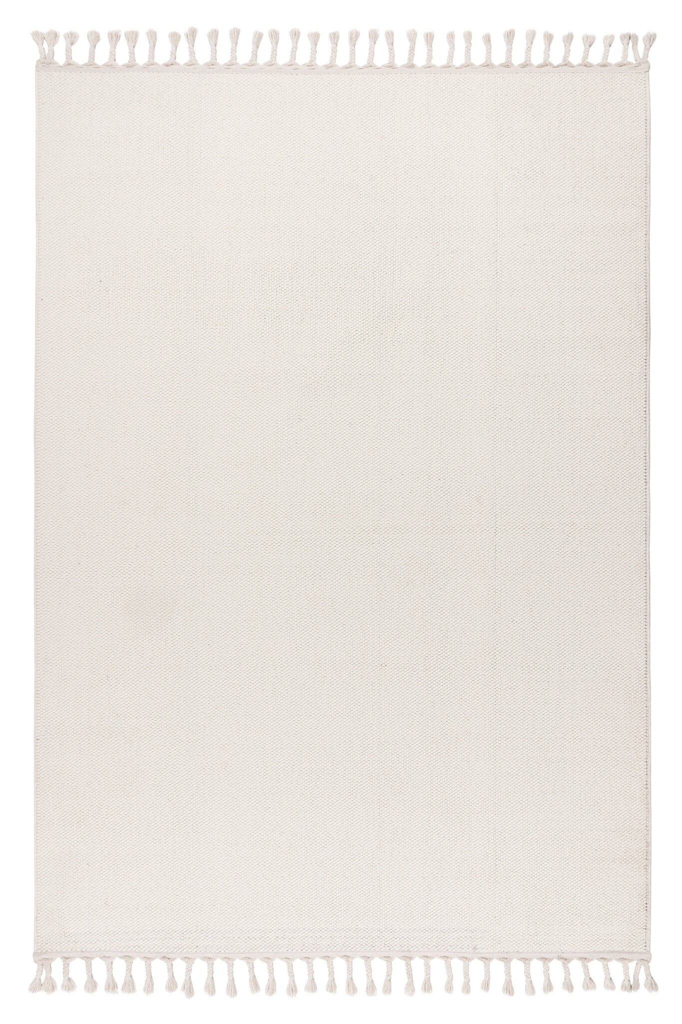 Tunis Soft - Berberlook Vloerkleed - Laagpolig, Uni Effen, 100% Polyester, Soft Touch, Handgeknoopte Franjes - Creme