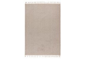 Tunis Soft - Berberlook Vloerkleed - Laagpolig, Uni Effen, 100% Polyester, Soft Touch, Handgeknoopte Franjes - Beige