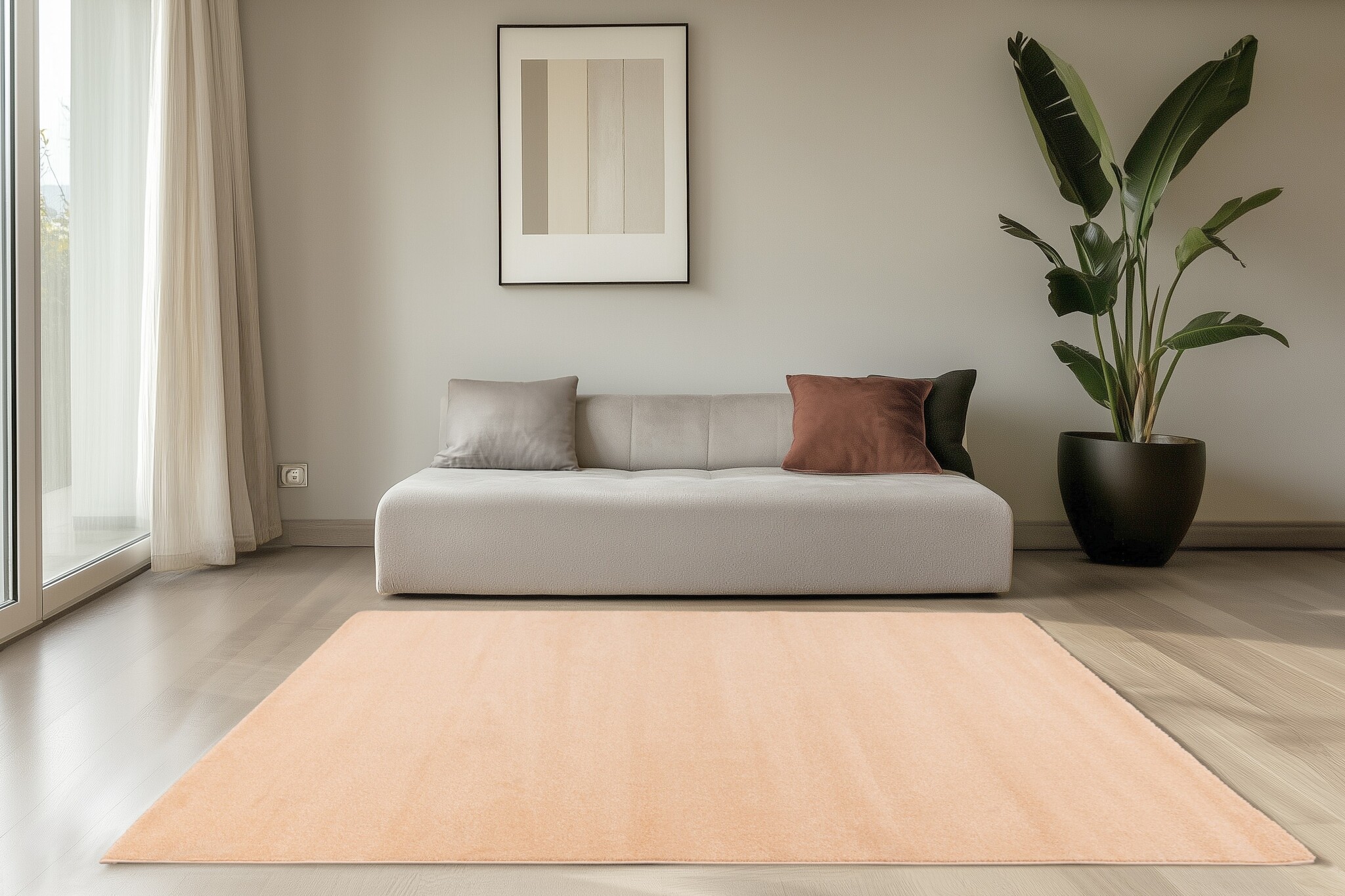 Trendy Home Uni - Modern Vloerkleed - Effen, Laagpolig, Velours, Hoge dichtheid, Soft Touch - Perzik Oranje