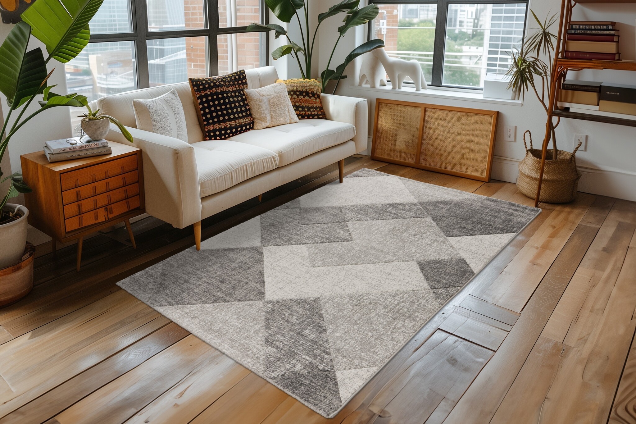 Trendy Home Abstract - Modern Vloerkleed - Laagpolig, Hoge dichtheid, Soft Touch - Beige Creme