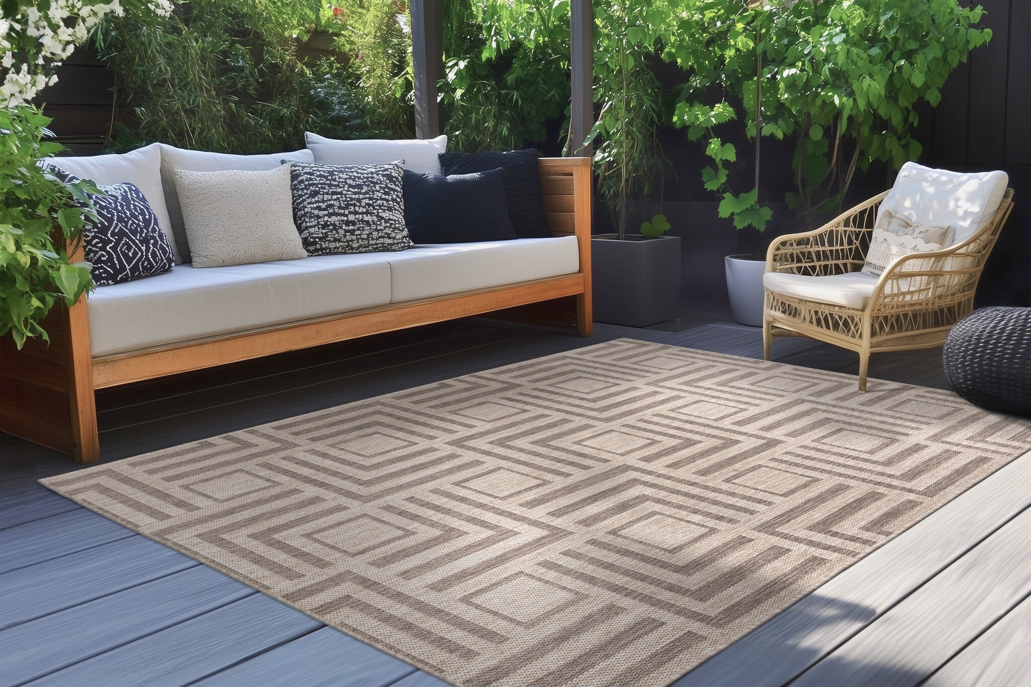 Casa Milano Sisal-Look Buitenkleed Taupe
