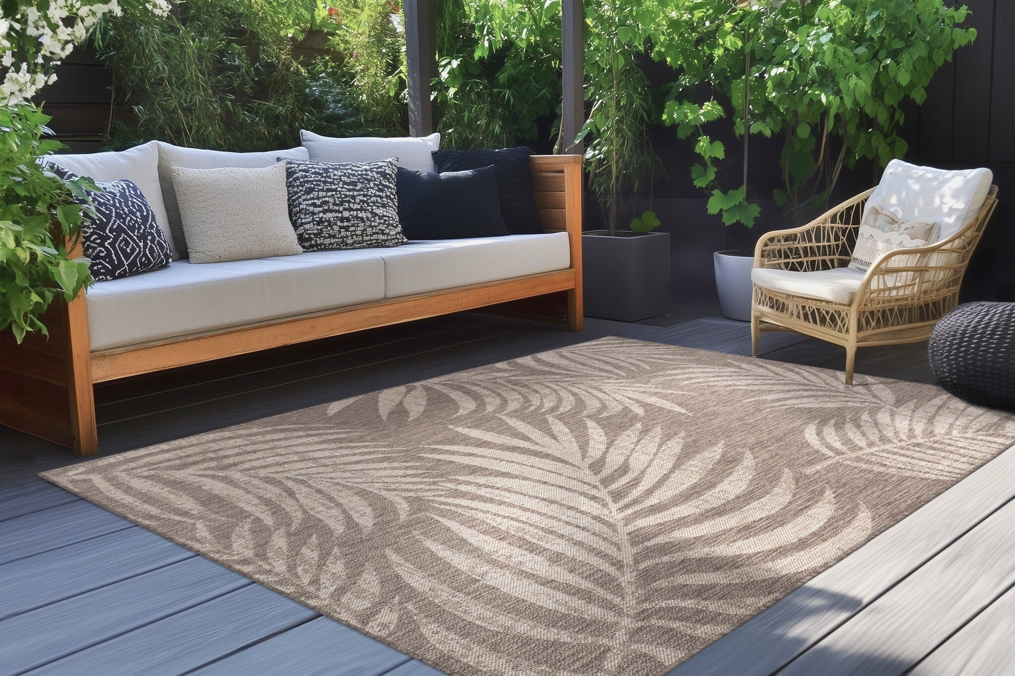 Casa Floral Sisal-Look Buitenkleed Taupe