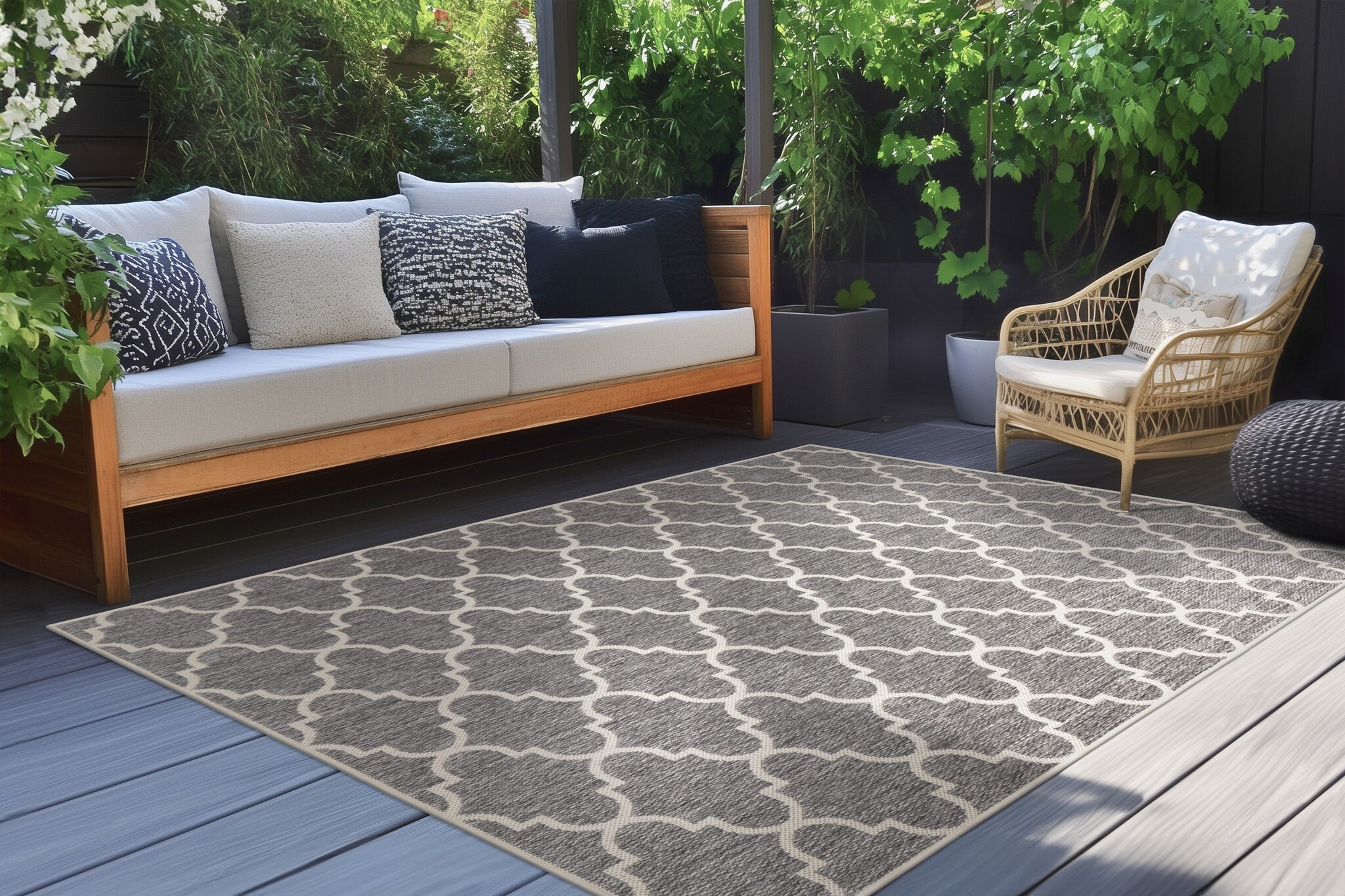 Casa Oriental Sisal-Look Buitenkleed Grijs