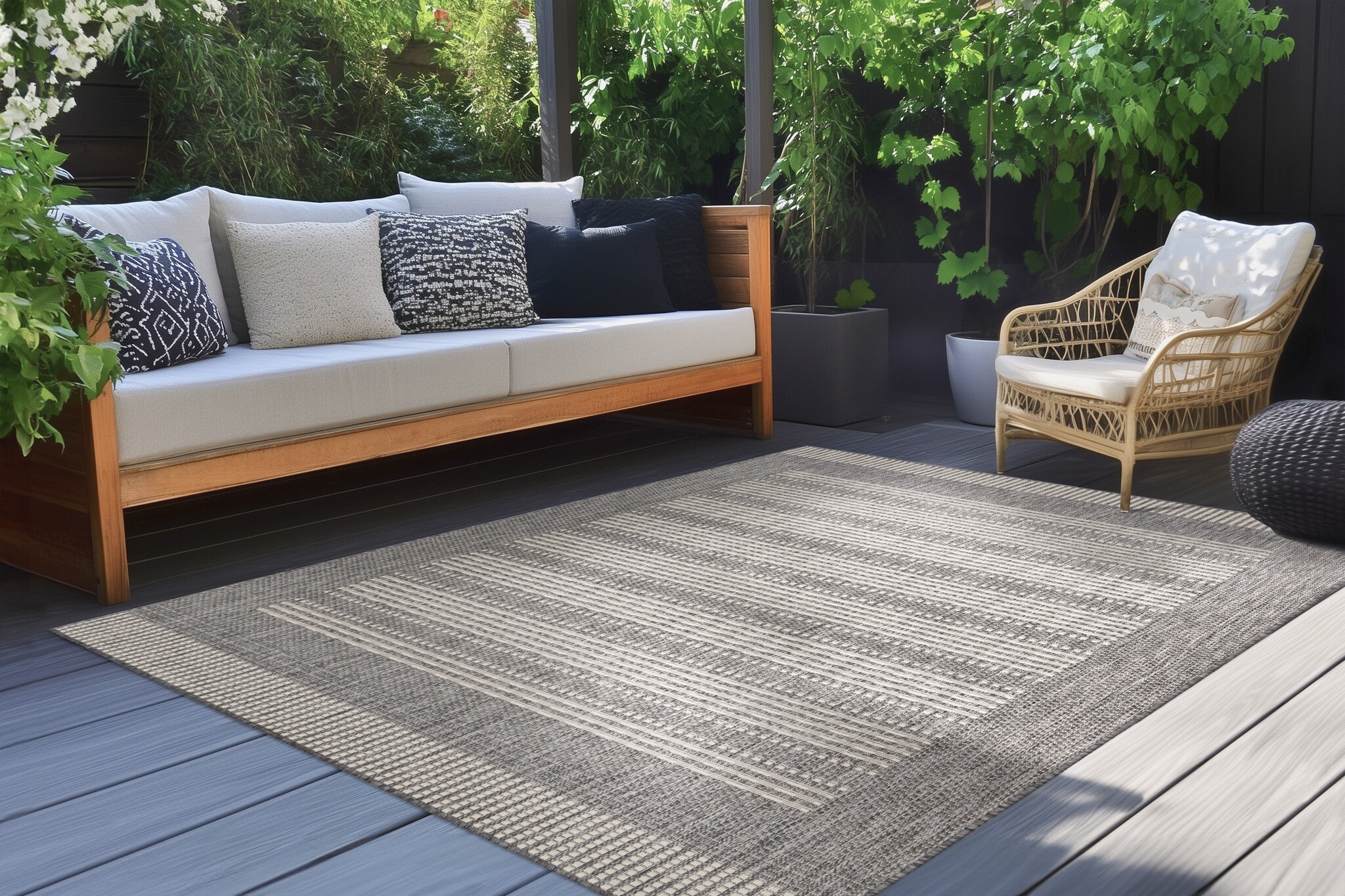Casa Sisal-Look Buitenkleed Grijs