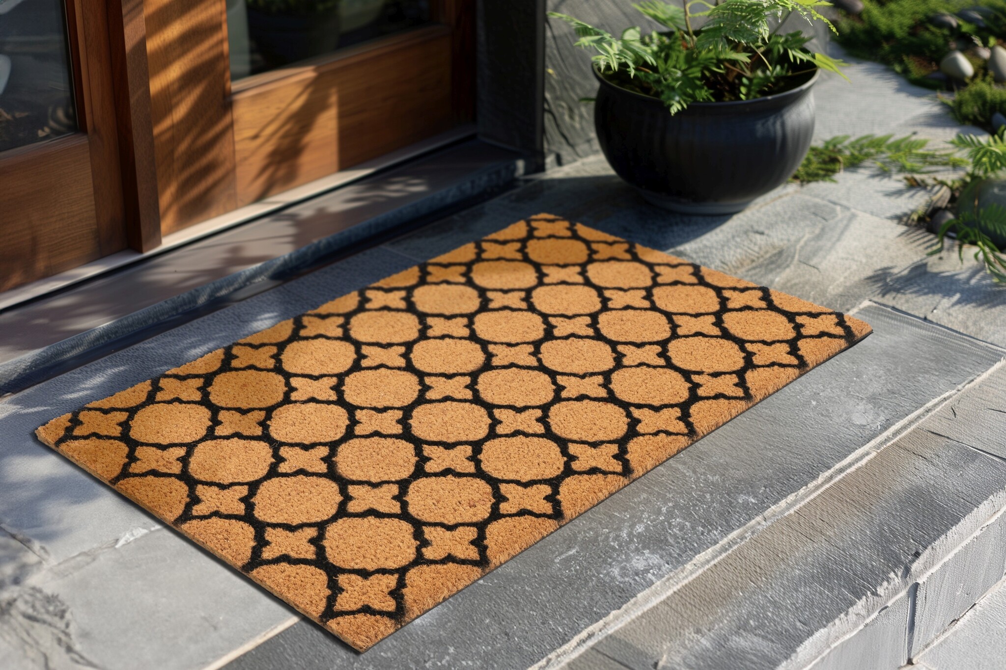 Kokosmat Porto – Deurmat Buiten - 100% Kokosvezel, Natuurlijk & Slijtvast, Stevige PVC Rug - Natuur