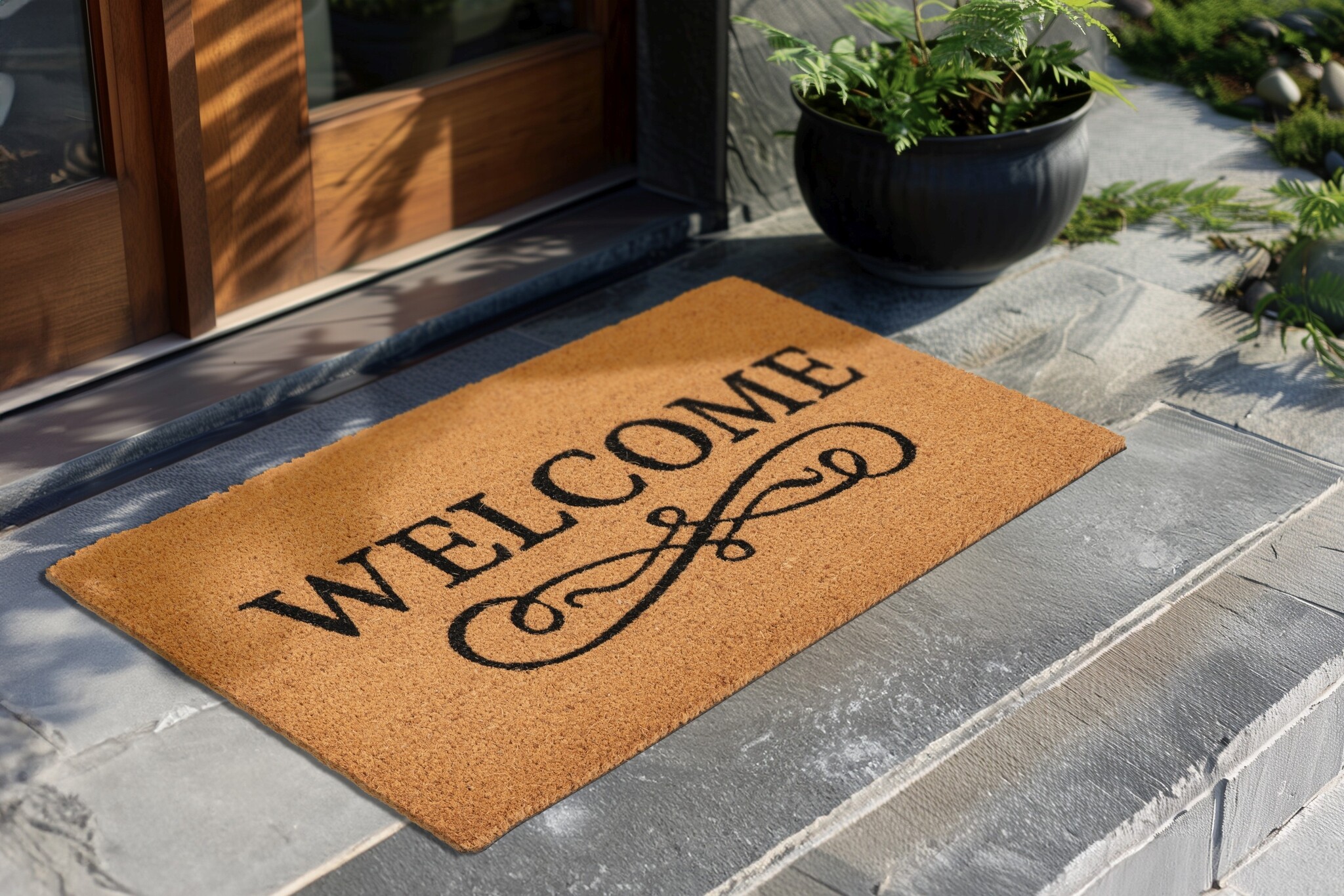 Kokosmat Porto – Deurmat Buiten - 100% Kokosvezel, Natuurlijk & Slijtvast, Stevige PVC Rug - Natuur